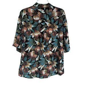 Bruno Mens Tropical Floral Hawaiian Short Sleeve Shirt Teal Multi Sz L Aloha